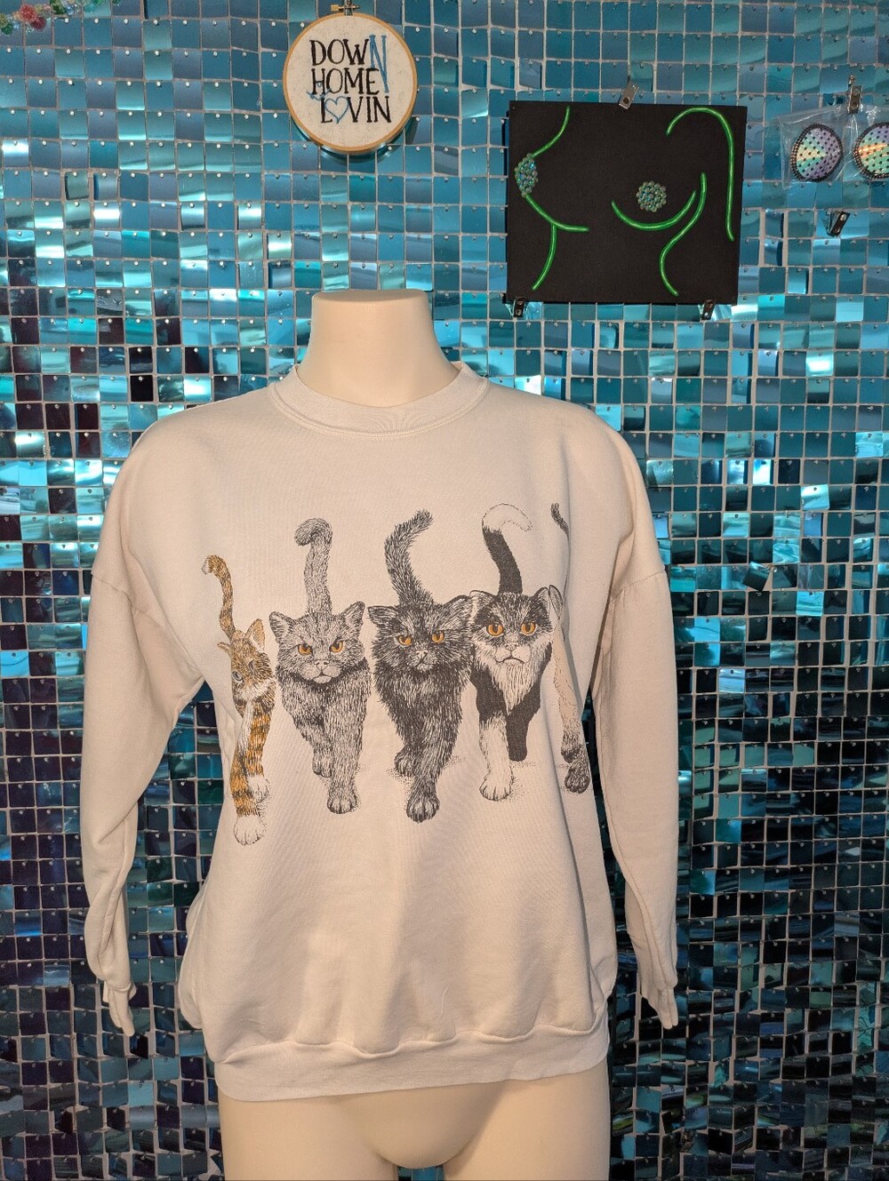 Vintage Cat Sweater - Butts On Back